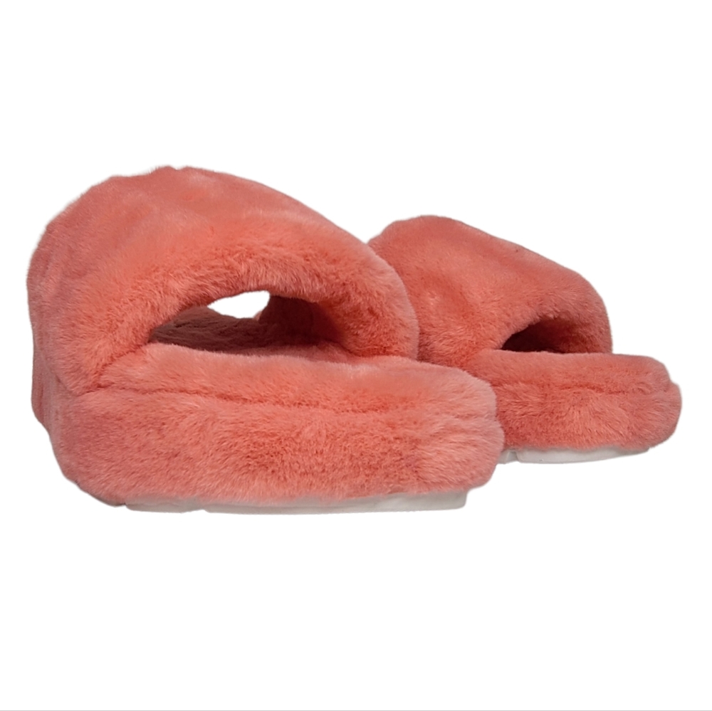 Urban Sport by J/Slides Willow Open Toe Plush Faux Fur Wedge Slippers Size 6